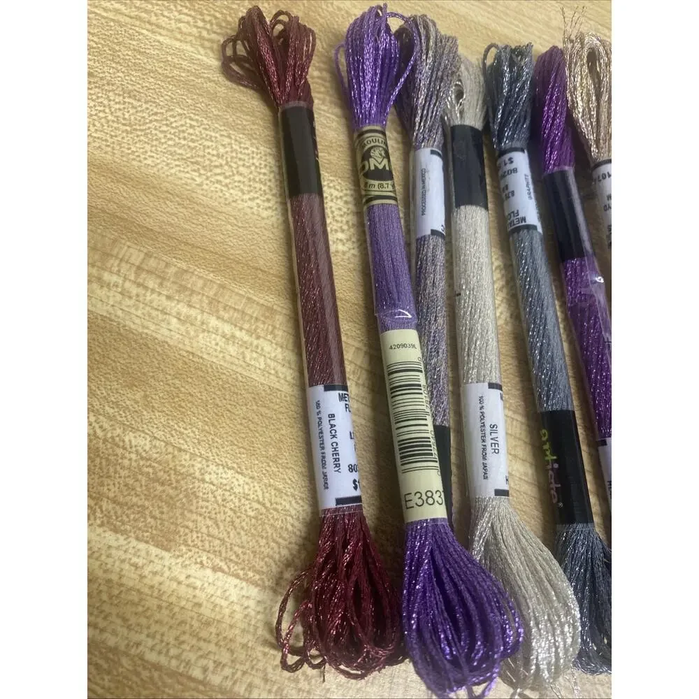Lot Of 10 Artiste Embroidery Thread Floss New Glitter Metalic Multicolor Pack